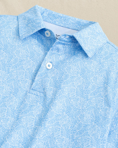 Boys Beach Palms Printed Performance Polo - Blue | Southern Tide Featured
