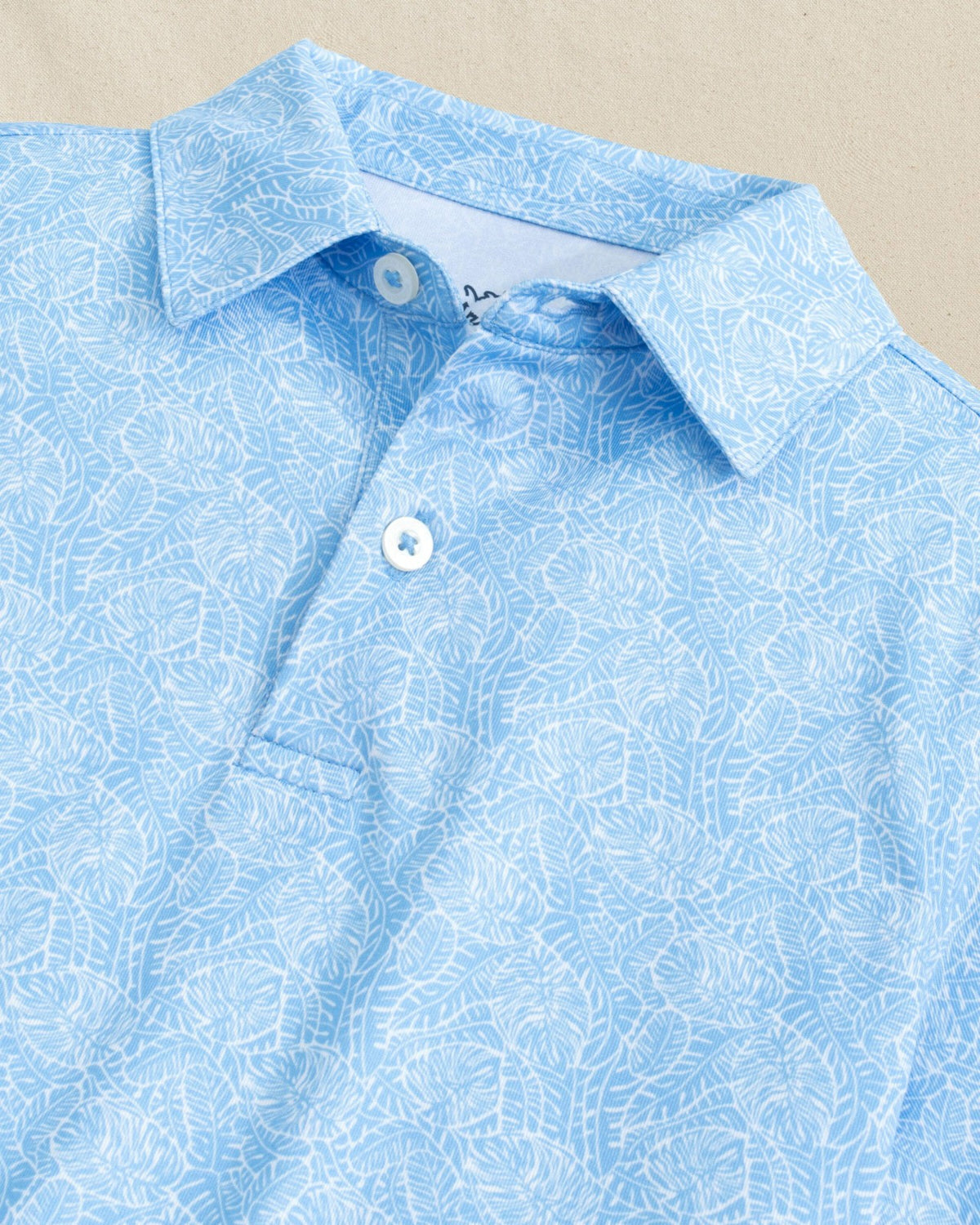 Boys Beach Palms Printed Performance Polo - Blue | Southern Tide Featured