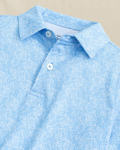 Boys Beach Palms Printed Performance Polo - Blue | Southern Tide Featured