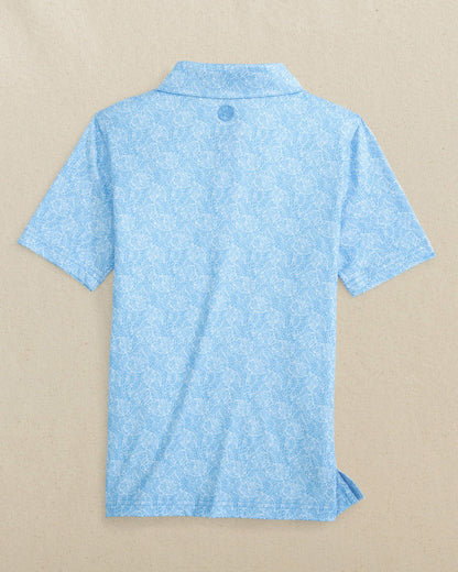 Boys Beach Palms Printed Performance Polo - Blue | Southern Tide Featured