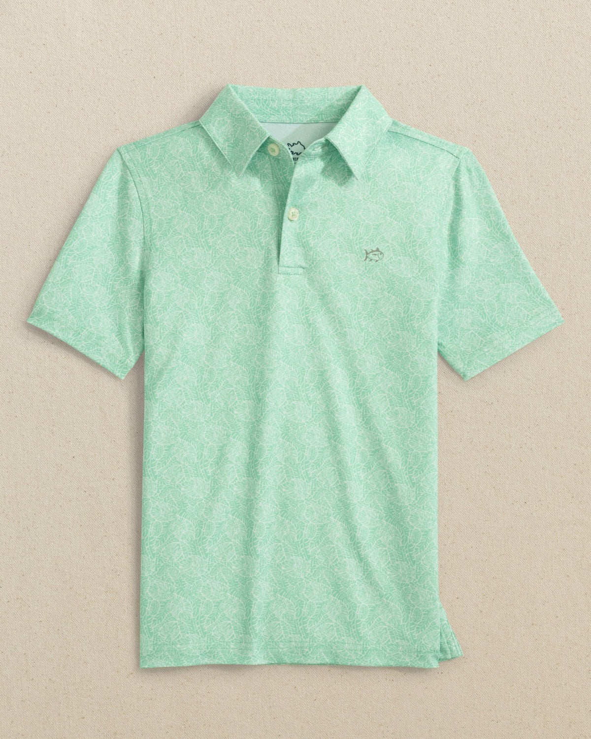 Boys Beach Palms Printed Performance Polo - Green | Southern Tide Special Offer
