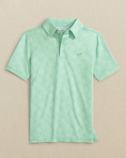 Boys Beach Palms Printed Performance Polo - Green | Southern Tide Special Offer