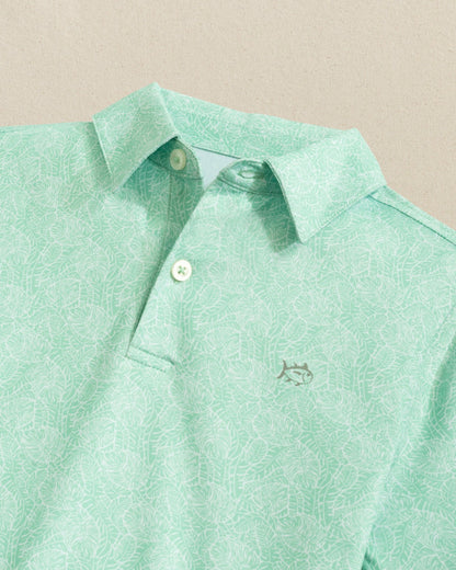 Boys Beach Palms Printed Performance Polo - Green | Southern Tide Special Offer