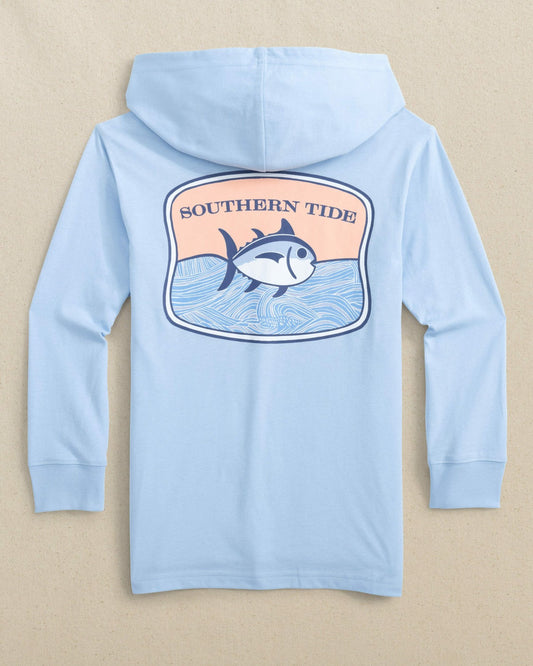 Kids Skipjack Beach Badge Long Sleeve Hoodie T-Shirt | Southern Tide Great Value