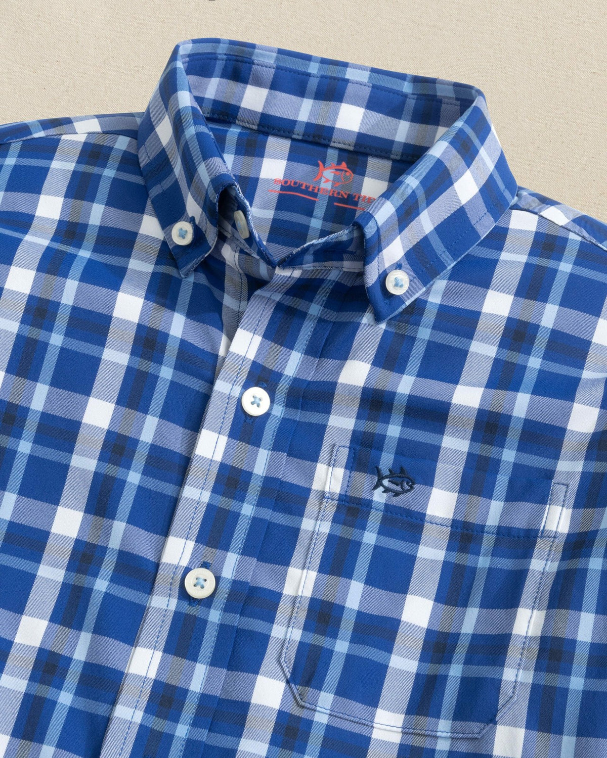 Boys River Ridge Plaid Long Sleeve Sport Shirt - Blue | Southern Tide Recommended
