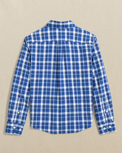 Boys River Ridge Plaid Long Sleeve Sport Shirt - Blue | Southern Tide Recommended
