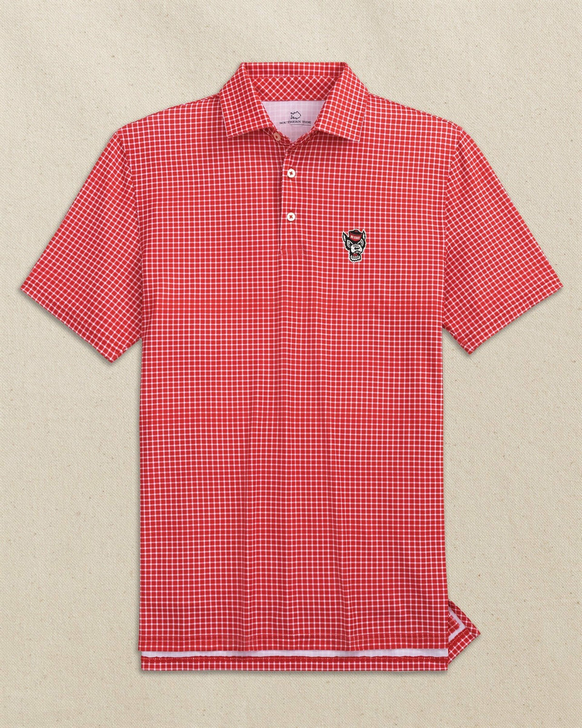 NC State Wolf Head Driver Dunes Edge Plaid Polo | Southern Tide Hot Sale