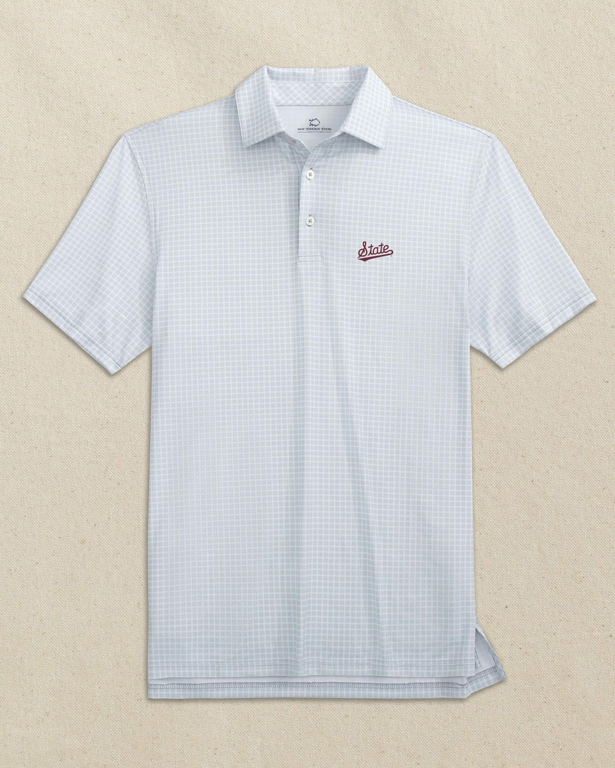 Mississippi State Script Dunes Edge Plaid Polo | Southern Tide Exclusive