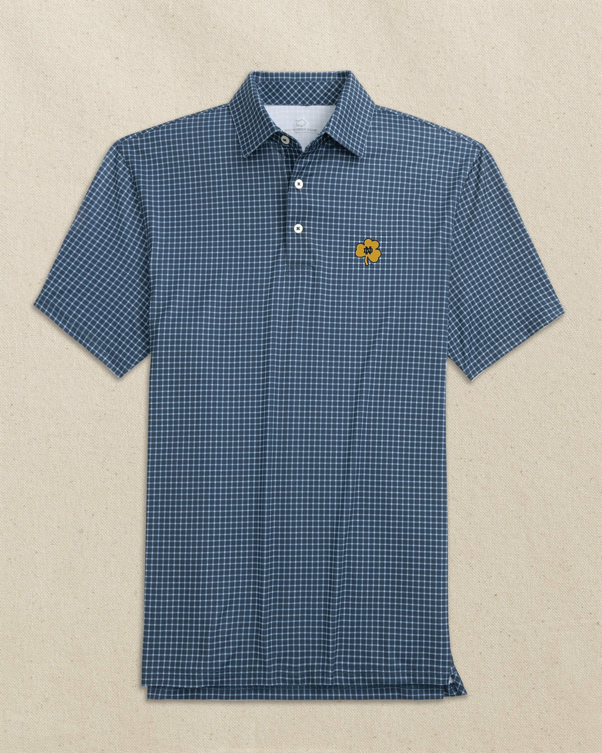 Notre Dame Shamrock Driver Dunes Edge Plaid Polo | Southern Tide Special Offer