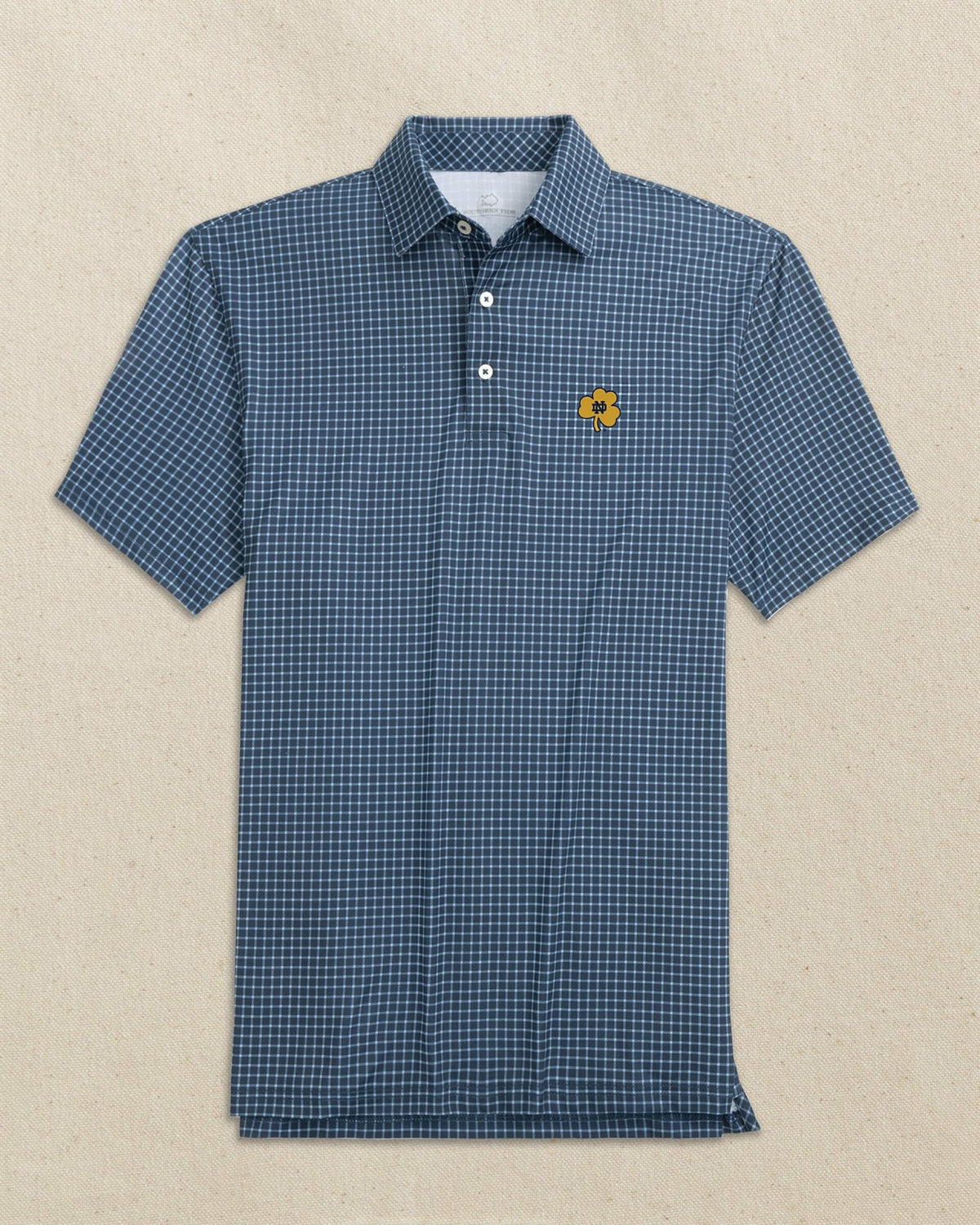 Notre Dame Shamrock Driver Dunes Edge Plaid Polo | Southern Tide Special Offer