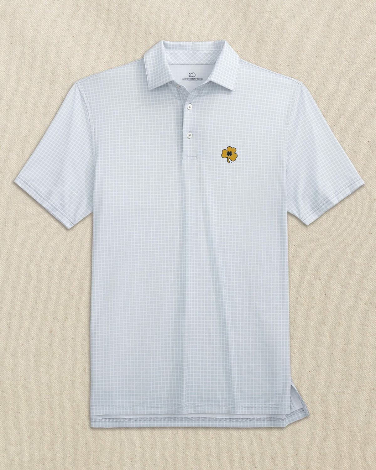 Notre Dame Shamrock Driver Dunes Edge Plaid Polo | Southern Tide Special Offer