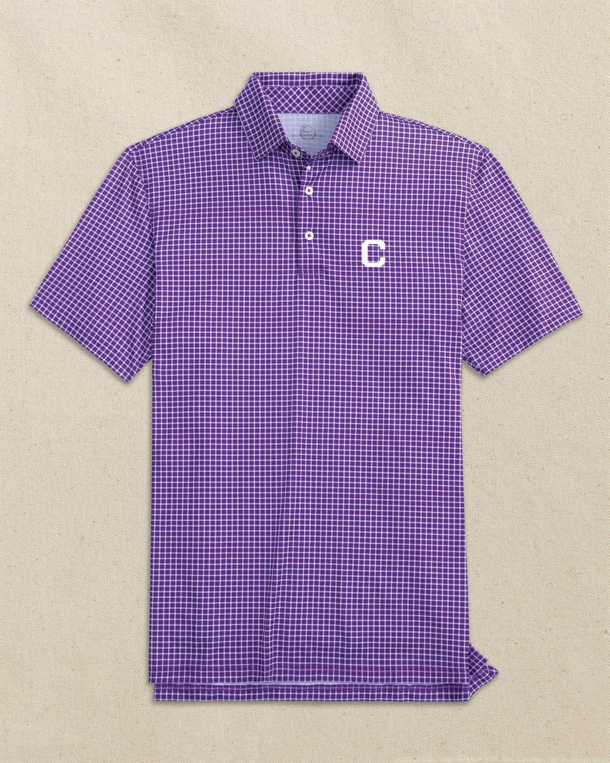 Clemson Tigers Block C Dunes Edge Plaid Polo | Southern Tide Premium