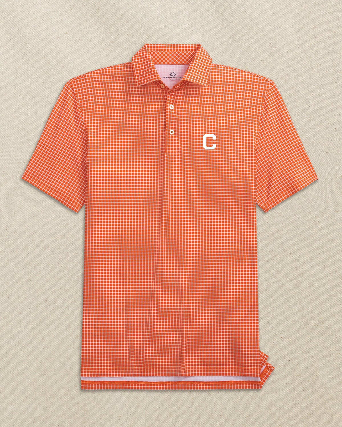 Clemson Tigers Block C Dunes Edge Plaid Polo | Southern Tide Premium