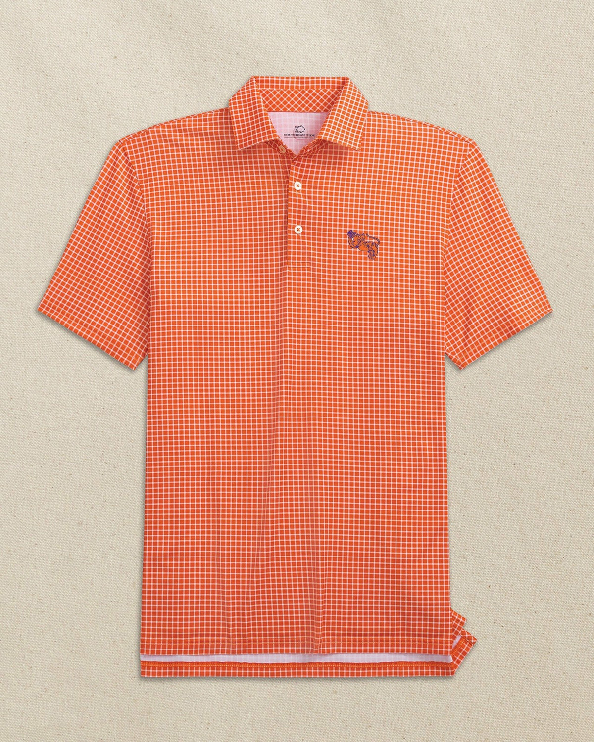 Clemson Gentleman Tiger Dunes Edge Plaid Polo | Southern Tide Sale
