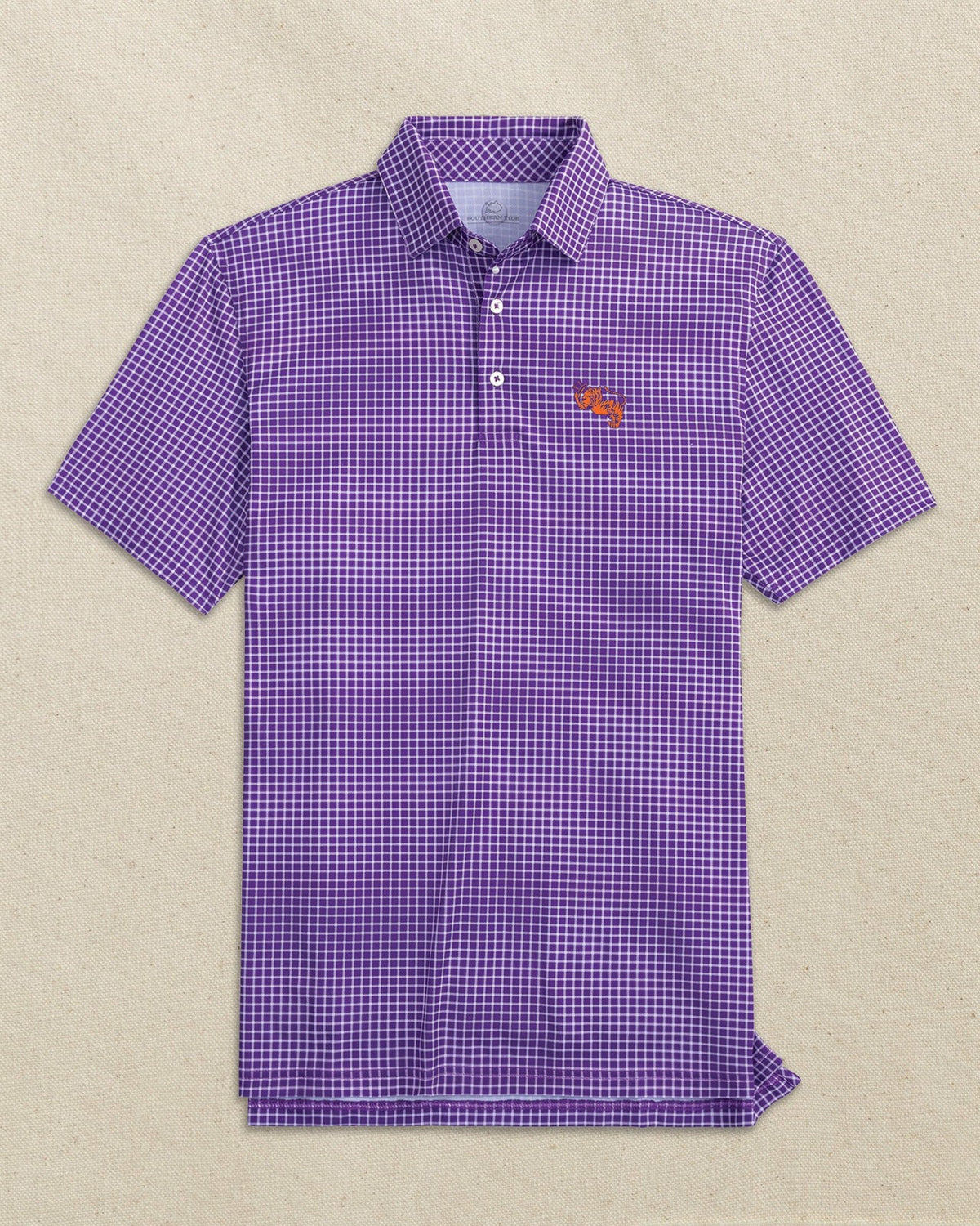 Clemson Gentleman Tiger Dunes Edge Plaid Polo | Southern Tide Sale