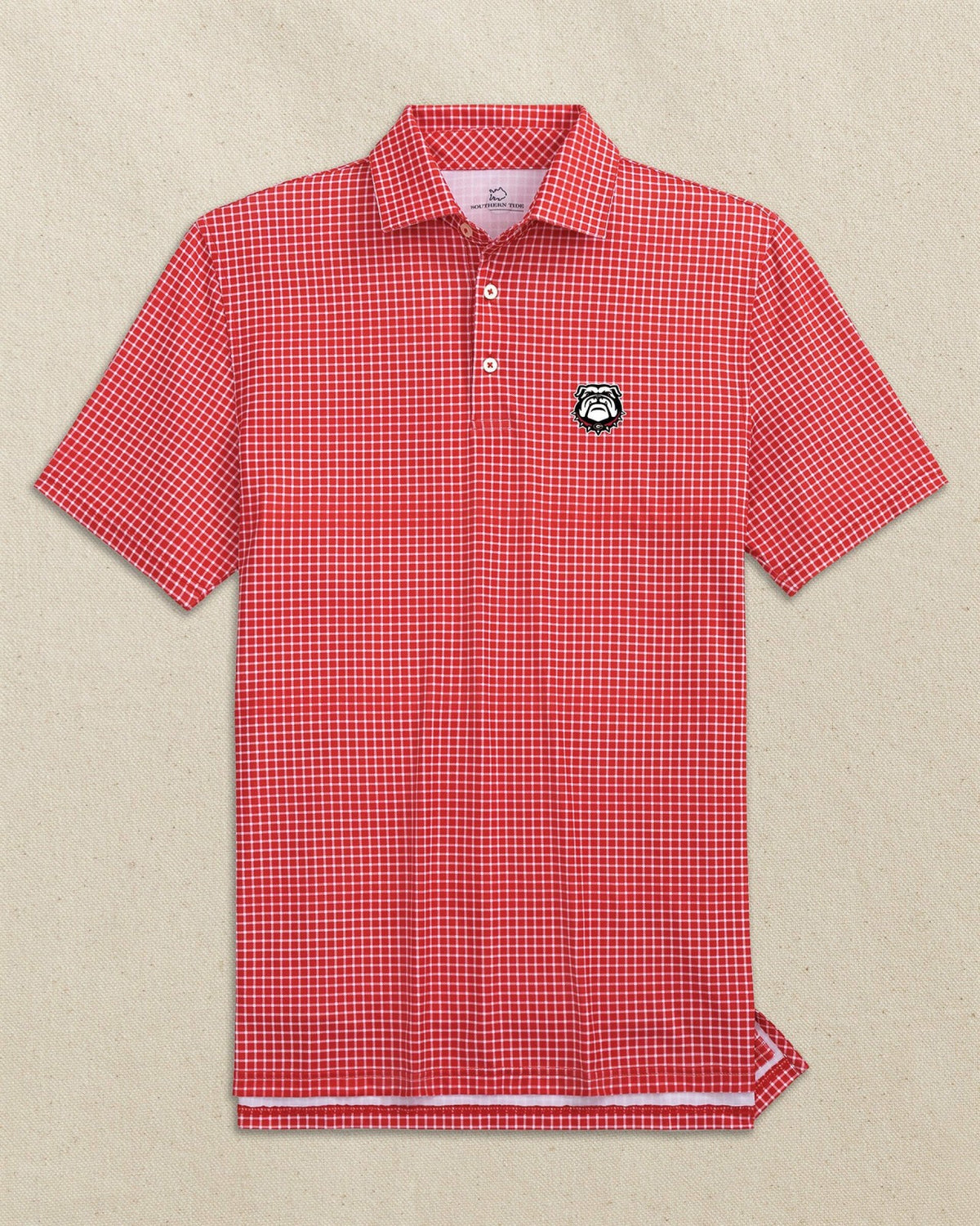 Georgia Bulldogs Head Dunes Edge Plaid Polo | Southern Tide Exclusive