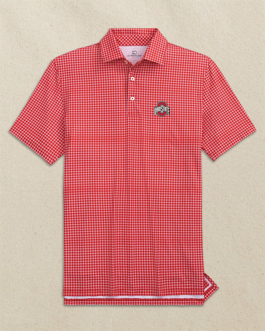 Ohio State Buckeyes Driver Dunes Edge Plaid Polo | Southern Tide Essential
