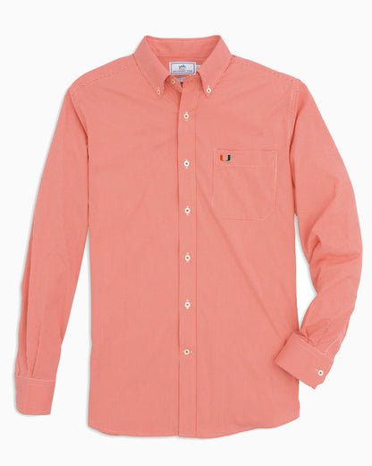 Miami Hurricanes Gingham Button Down Shirt Collegiate | Southern Tide Latest