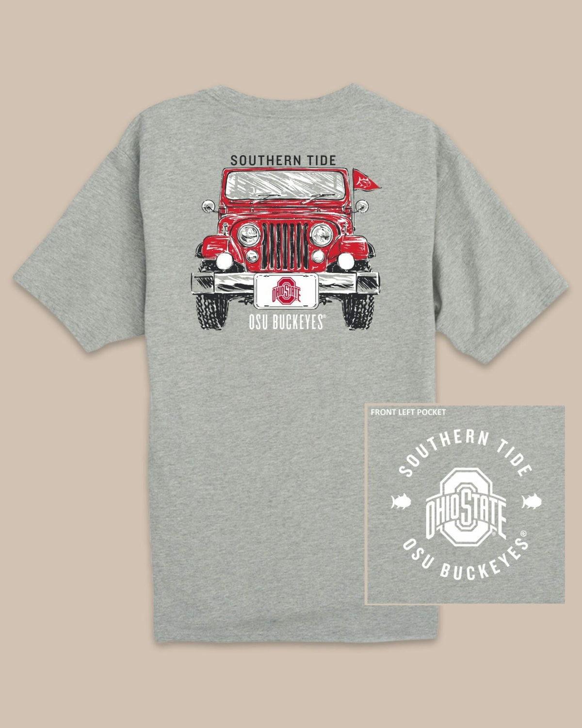 Ohio State Buckeyes Heather Front Plate T-Shirt | Southern Tide Featured