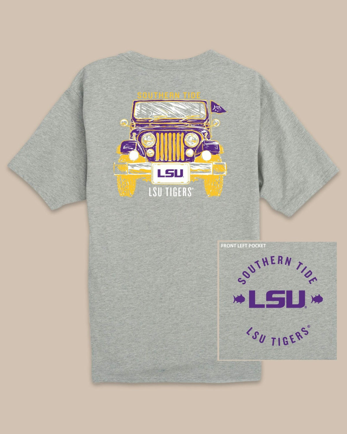 LSU Tigers Heather Front Plate T-Shirt | Southern Tide Classic