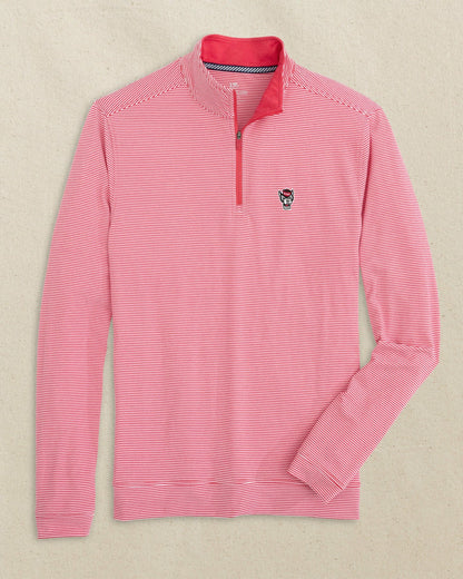 NC State Wolf Head Micro-Stripe Quarter Zip | Southern Tide Best Seller