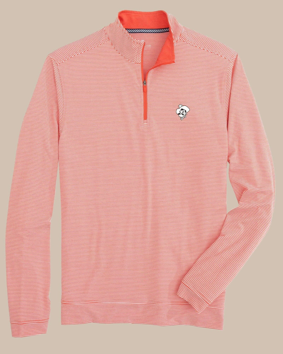 Oklahoma State Cowboys Stripe Heather Quarter Zip | Southern Tide Featured