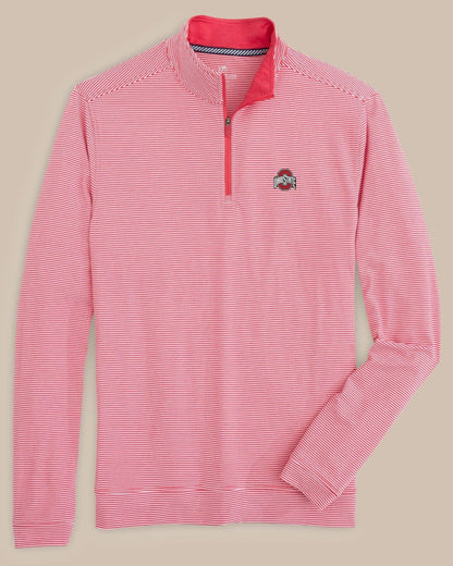 Ohio State Buckeyes Stripe Heather Quarter Zip | Southern Tide Classic
