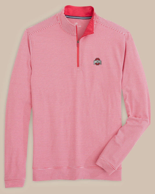 Ohio State Buckeyes Stripe Heather Quarter Zip | Southern Tide Classic