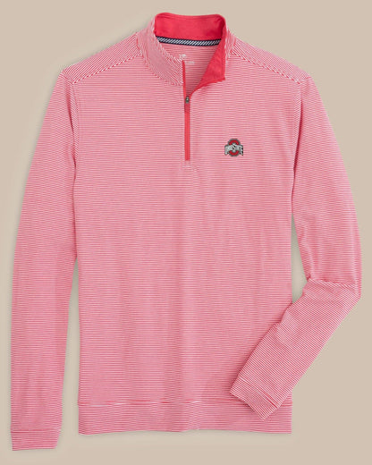 Ohio State Buckeyes Stripe Heather Quarter Zip | Southern Tide Classic