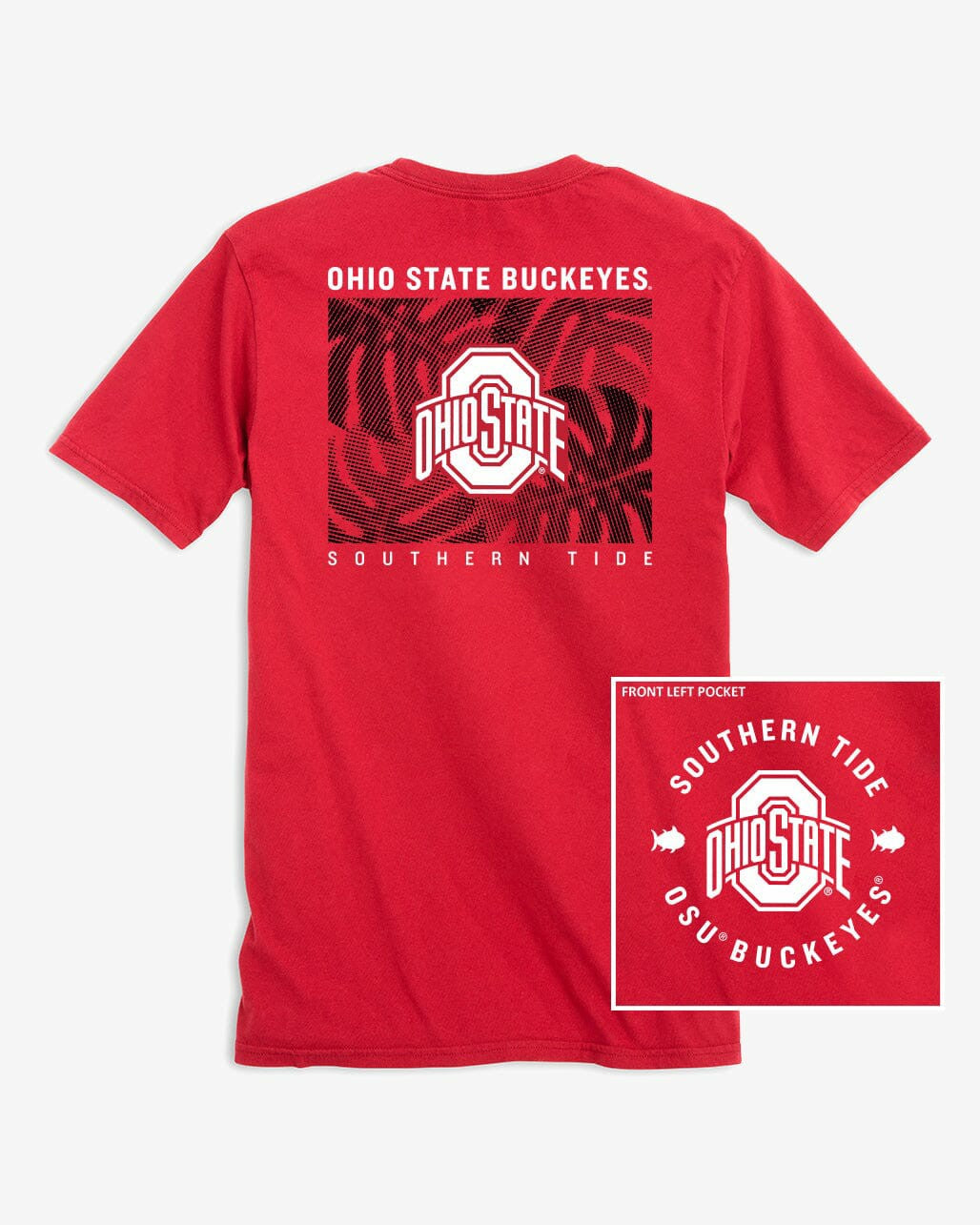 Ohio State Buckeyes Halftone Monstera T-Shirt | Southern Tide Essential