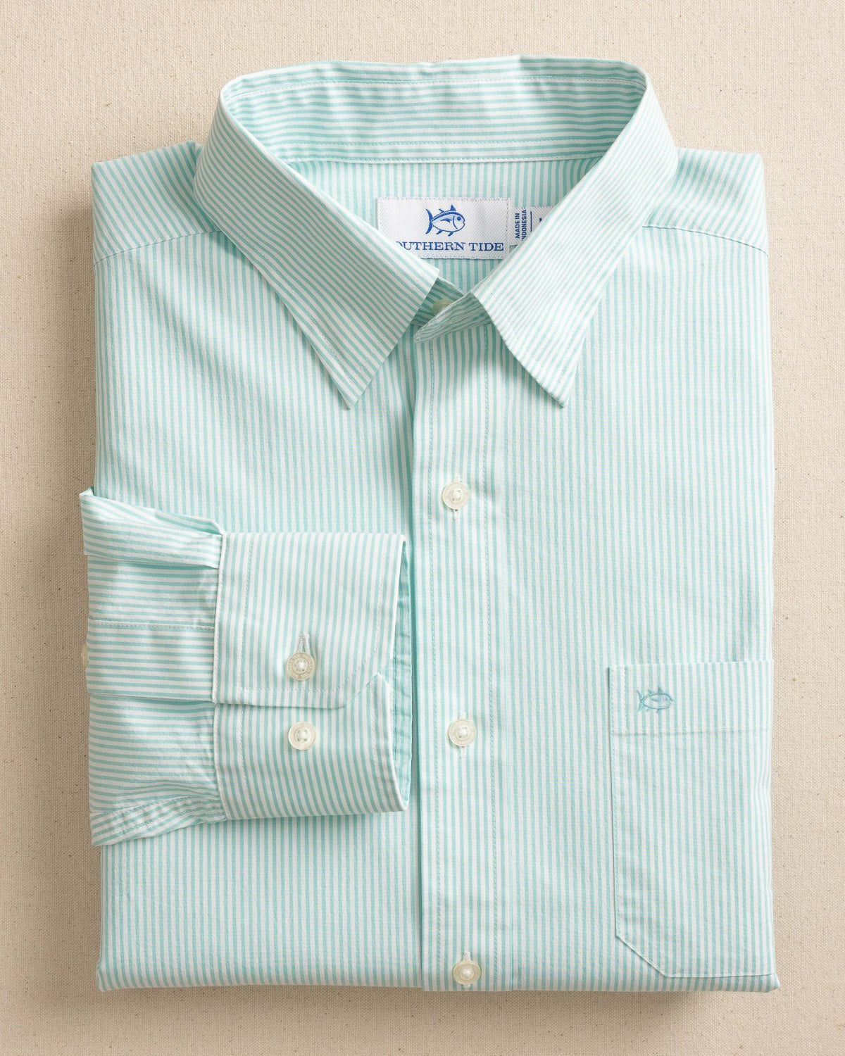 Charleston Mint Granby Stripe Long Sleeve Shirt | Southern Tide Best Price