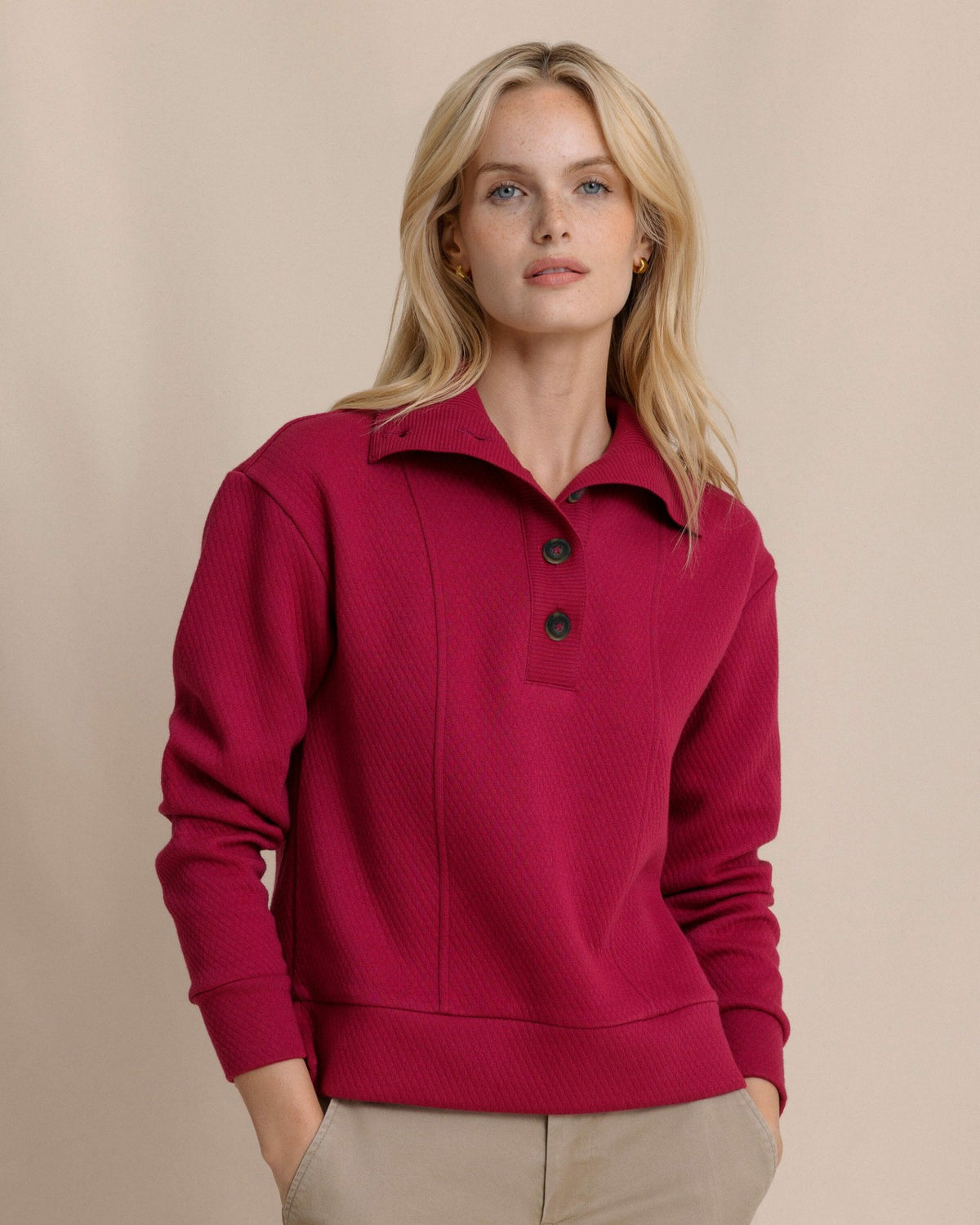 Tonya Button Mock Pullover - Carolina Plum | Southern Tide Sale